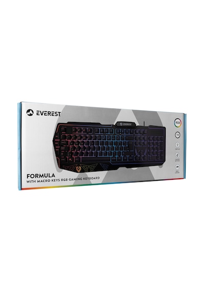 Everest KB-GX61 Formula USB RGB Aydınlatmalı Bilek Destekli Makro Oyuncu Klavye