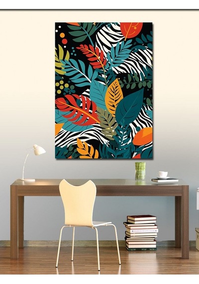 Kanvas Tablo Tropikal Yaprak Deseni 70cmx100cm