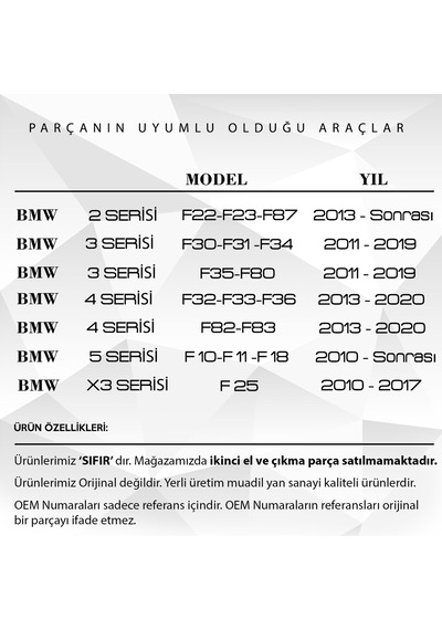 BMW 5 Serisi F10, 3 Serisi F30 için Bagaj Anahtar Kapağı Düğmesi