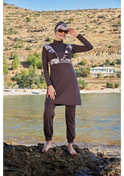 Ruko Maio Rukomayo Desenli Fırfırlı Balıkçı Yaka Micro-lycra Esnek-su Itici Kumaş Siyah Tam Tesettür Mayo Ruko Maio Rukomayo Desenli Fırfırlı Balıkçı Yaka Micro-lycra Esnek-su Itici Kumaş Siyah Tam Tesettür Mayo