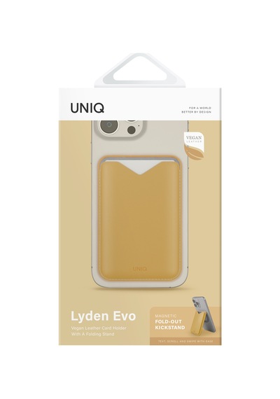 Apple Uyumlu iPhone 17 / 16 / 15 Seriler İle Kartlık Lyden Evo Cüzdan İnce Tasarım Standlı Magsafe Özellik Sarı