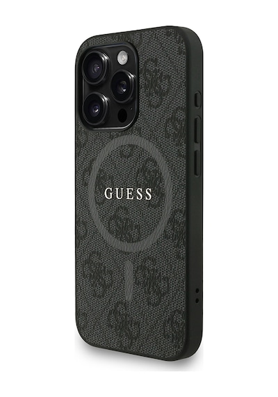 Apple iPhone 15 Pro Max Uyumlu Kılıf Guess Lisanslı M safe Bilek Askı İpli Yazı Logolu Kapak Siyah