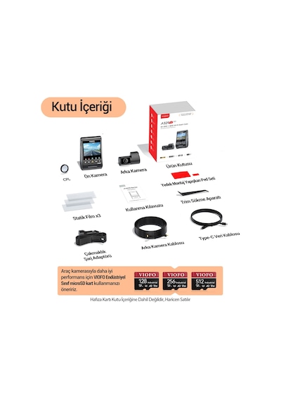 Viofo A329s 2 Kameralı Ön+arka 4k 60fps+2k Wi-fi 6 Hdr Sony Starvıs 2 Sensör Gps'li Ssd Destekli Araç Kamerası