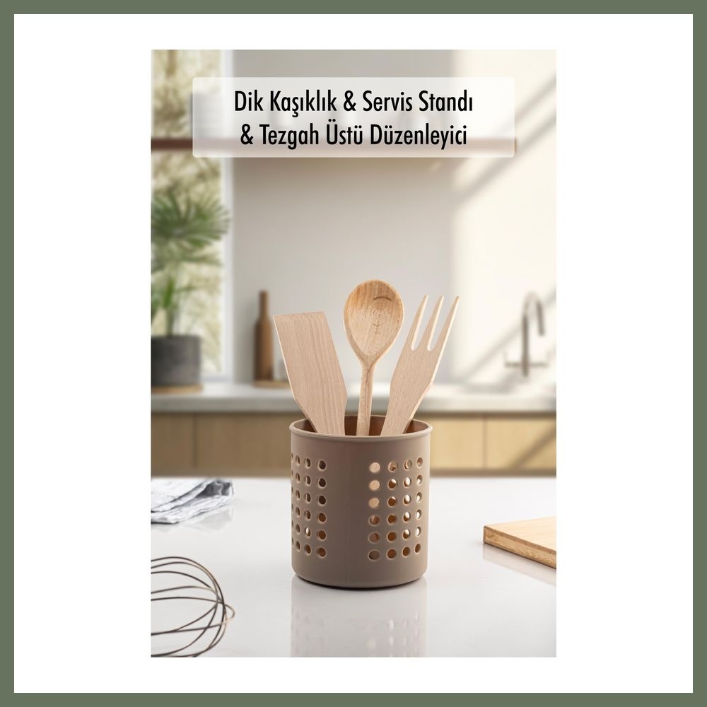 Bezos Vizon Silindir Dik Kaşıklık & Tezgah Üstü Düzenleyici & Servis Standı Bezos1