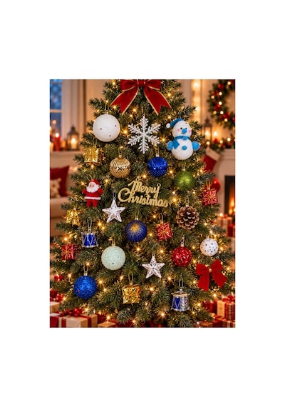 Yeni Yıla Özel 26 Parça Yılbaşı Ağacı Süs Seti Noel Dekoru Karışık Yılbaşı Aksesuarları Süsleme Seti Diğer