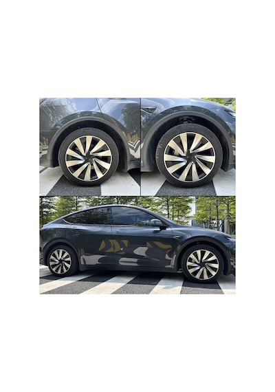 Red Lion Parts Tesla Model Y Juniper 2025+ Uyumlu 19 İnç Uberturbine Stil Jant Kapağı Seti - Gümüş & Siyah