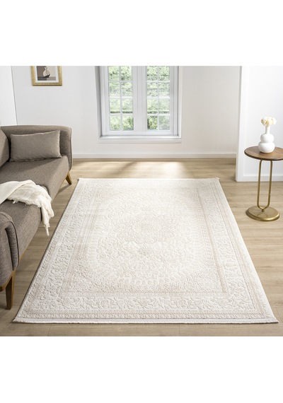 Mariesse Home Artes Serisi Bambu Dokulu Modern Sık Dokuma Makine Halısı Smart 12003 Bej