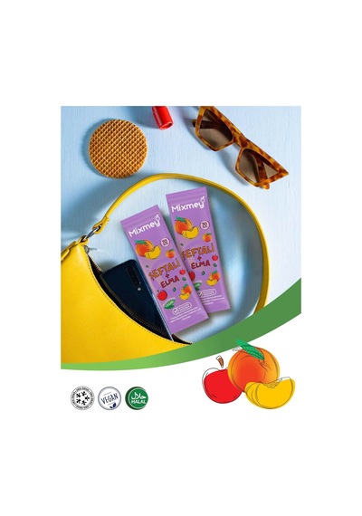 Mixmey Şeftali Meyve Barı 24 Adet | Atıştırmalıklar – Vegan, Glutensiz, Koruyucusuz 20gr X 24 Adet