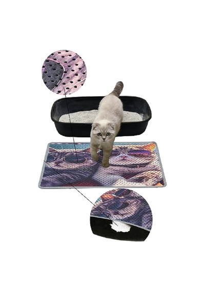 Kar Mat Kedi Tuvaleti Paspası Delikli Kedi Kumu Paspası Gözlüklü