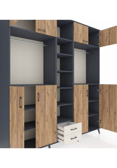 Hyperion Dolap 14 Raflı 2 Çekmeceli 2 Askılı 220x44x243 Antrasit-çam/aytaşı Atlas Çam/aytası Hyperion Dolap 14 Raflı 2 Çekmeceli 2 Askılı 220x44x243 Antrasit-çam/aytaşı Atlas Çam/aytası