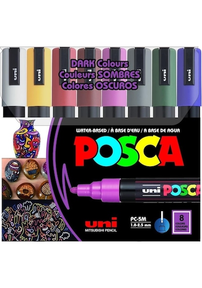 Uni Posca 1.8-2.5 Subazlıpostermarkörükoyurenk 8li