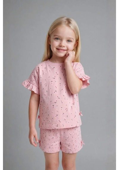 Defacto Çiçeki 2li Pembe Takım Kız Bebek H7883a526smpn666 Pembe-pn666