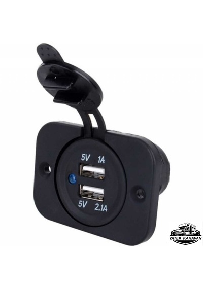 Kapaklı Marin İkili Usb Soketi 12v Yatek Karavan Tekne