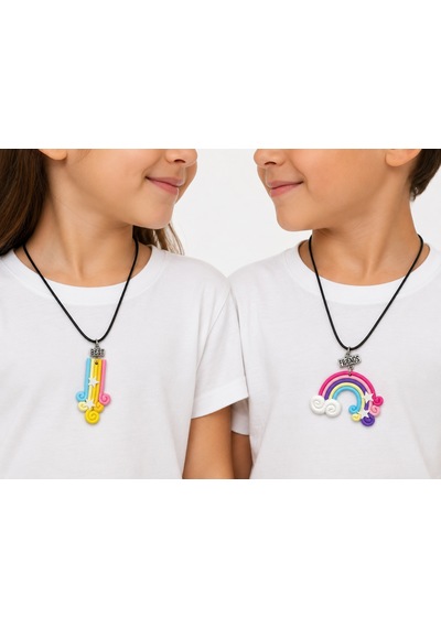 Best Friends Gökkuşağı Ve Yıldız Detaylı İkili Çocuk Kolyesi Hediye Çok renkli