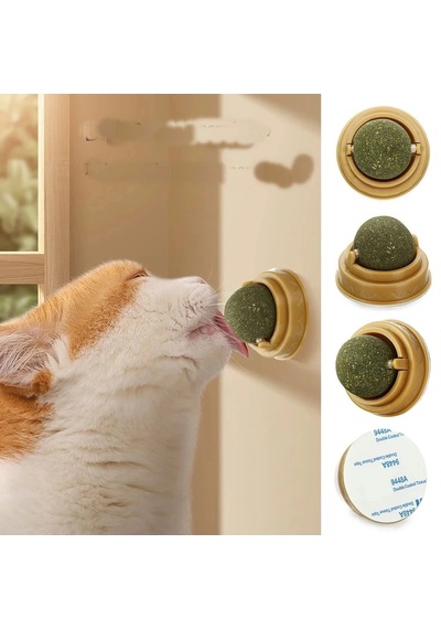 Hubrendy Cer Duvara Yapışan Dönen Kedi Nanesi Cat Oyun Topu Doğal Kedi Oyuncağı