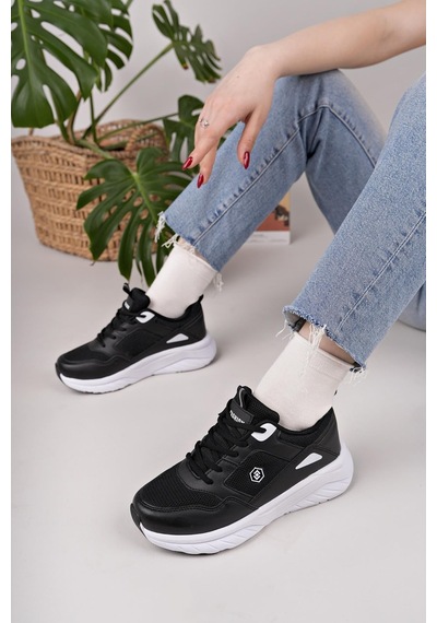 Nesilshoes Nesil Shoes Queen 2105 Siyah Beyaz Kadın Senakers Siyah&beyaz