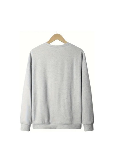 Halloween Tema Kalın Kışlık Sweatshirt - Gri Bisiklet Yaka Oversize Sweatshirt Gri