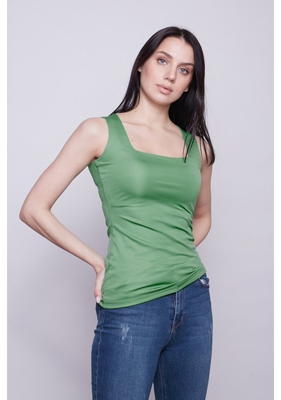 Jument Kare Yaka Kolsuz Likralı Parlak Kumaş Body- Yeşil Yeşil Jument Kare Yaka Kolsuz Likralı Parlak Kumaş Body- Yeşil Yeşil