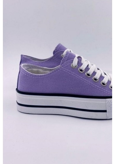 Skywalk Keten Lila Yüksek Taban Sneaker Spor Ayakkabı Lila