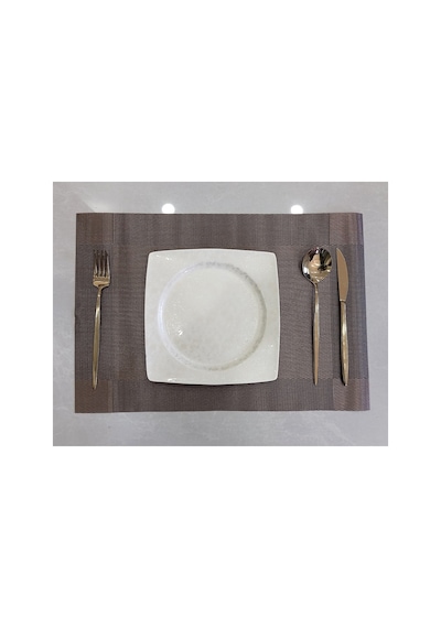 6 Kişilik Pvc Amerikan Servis Supla Seti - 30x45cm Kahverengi