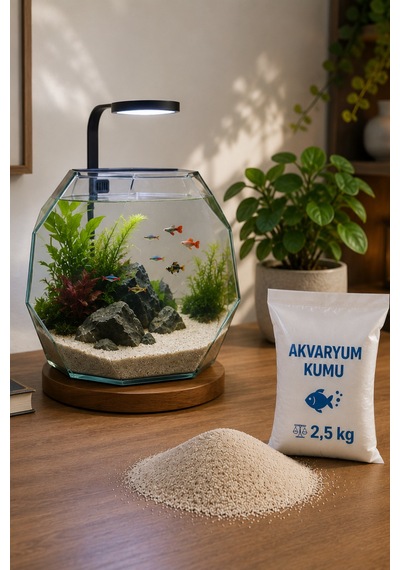 Doğal Akvaryum Kumu Açık Bej 2,5 Kg İnce Taneli Elenmiş Tozdan Arındırılmış Fırında Kurutulmuş