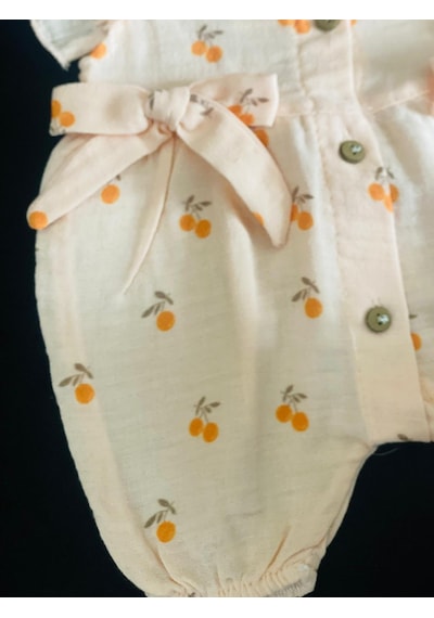 Pirinç Bebe Kiraz Desenli Bebek Tulum Çok Renkli