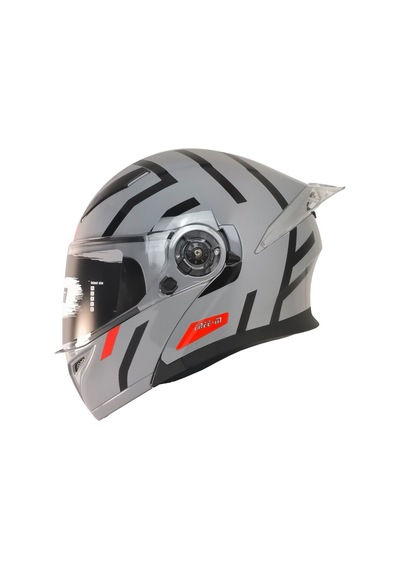 Motosiklet Çene Açılır Kask Ece 22.06 Güvenlik Sertifikalı Güneş Vizörlü Motor Kaskı Upset Gri