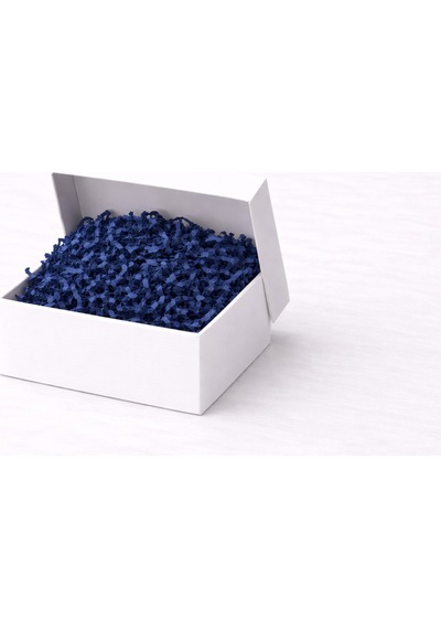 Beyaz Karton Takı Kutusu 9,5x9,5x2 Cm Kapaklı Model 5 Adet + Lacivert Kırpık Kağıtlı