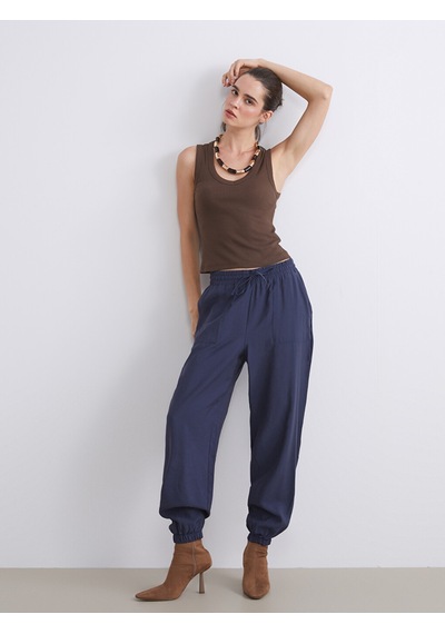 Lcw Vision Lacivert Beli Lastikli Kadın Jogger Pantolon