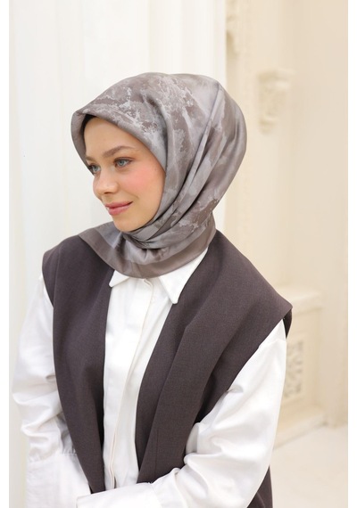 Silk Home Desenli Shiny Eşarp - 8647 - Koyu Vizon Koyu Vizon