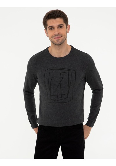 Pierre Cardin Gri Melanj Slim Fit Bisiklet Yaka Triko Kazak Pierre Cardin Gri Melanj Slim Fit Bisiklet Yaka Triko Kazak