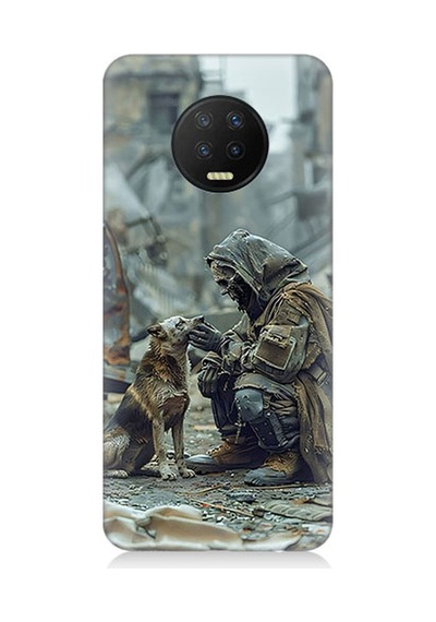 İnfinix Note 7 Uyumlu Köpek Ve Adam Desenli Silikon Kılıf