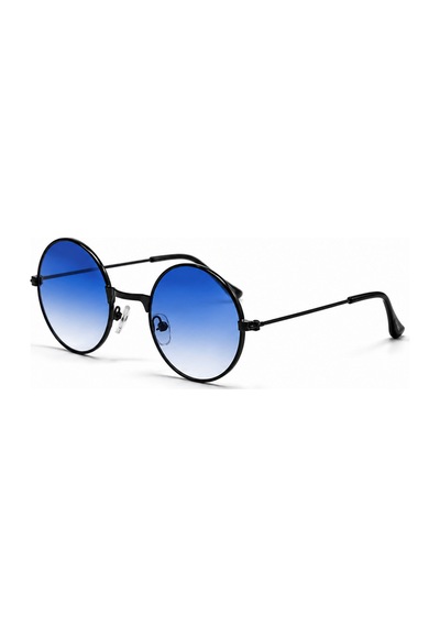 Polvo Mavi Cam Siyah Çerçeve Yuvarlak Çocuk Güneş Gözlüğü
