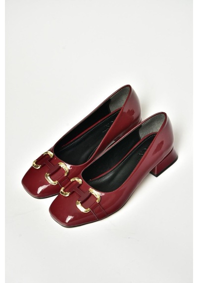 Fox Shoes T590122808 Bordo Rugan Alçak Topuklu Kadın Ayakkabı Bordo