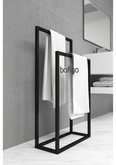 Bofigo Metal Havluluk Banyo Düzenleyici Dekoratif Havluluk Siyah