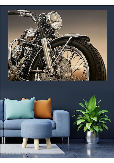 Klasik Harley Davidson Motor Dekoratif Kanvas - Mdf Ahşap Tablo