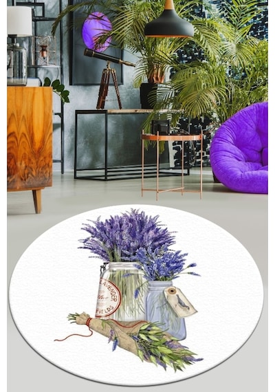 Purpura Djt Çap 140X140 Cm Yıkanabilir Halı