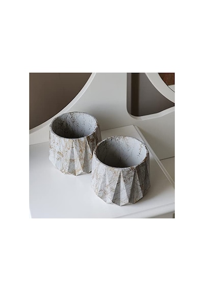 Orta Boy İkili Set, El Yapımı Dekoratif Beton Saksı