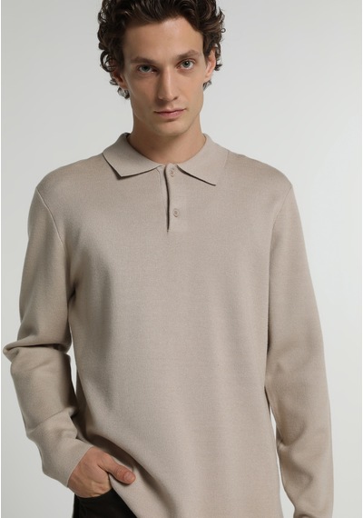 Colin's Colins Regular Fit Polo Yaka Jakarlı Erkek Bej Kazak Cl1076234 Q1.v1 Beı