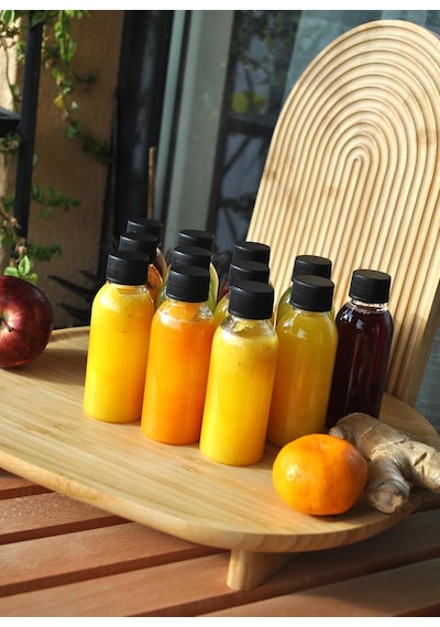 12 Adet 100 Ml Siyah Sızdırmaz Kapaklı Şeffaf Detoks Plastik Şişe 100 Cc Ginger Şat Shot Şişesi Diğer