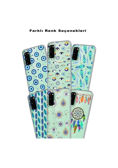 Oppo A54 İle Uyumlu 1mm Slim Fit Nazar Boncuğu 6 Baskılı Şeffaf Kılıf