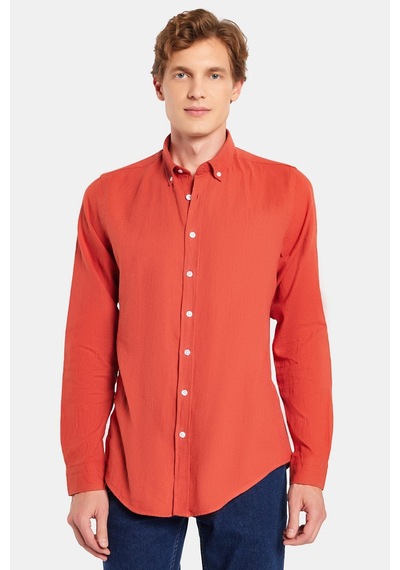 Tudors Erkek Slim Fit Dar Kesim %100 Pamuk Keten Doku Düğmeli Yaka Kiremit Gömlek-32808 Kiremit Tudors Erkek Slim Fit Dar Kesim %100 Pamuk Keten Doku Düğmeli Yaka Kiremit Gömlek-32808 Kiremit