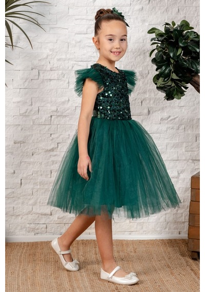 Mnk Baby & Kids Tüllü Kız Çocuk Kpl Elbise Mnk0526 Yeşil