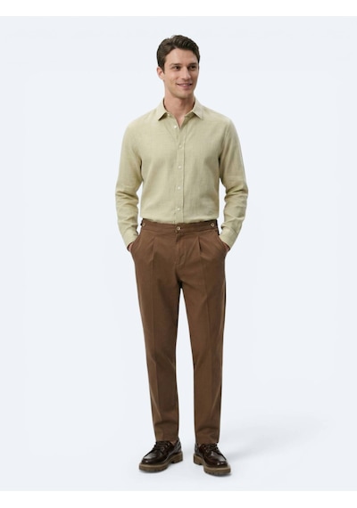 Kip Bakır Düz Dokuma Regular Fit Casual Pamuk Karışımlı Pantolon