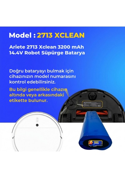 Ariete 2713 Xclean 3200 Mah 14.4v Robot Süpürge Batarya