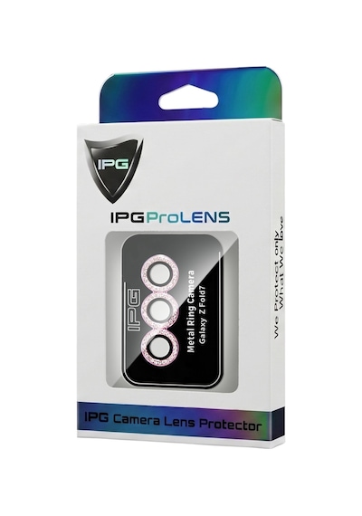 Samsung Galaxy Uyumlu Z Fold 7 İçin Ipg Prolens Kamera Lens Koruyucu Elmas Taş Çerçeveli, Kırılmaz Cam Pembe