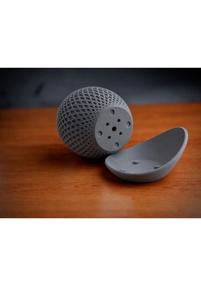 3d Baskı Küre Saksı - Kafes Dokulu İki Parçalı Dekoratif Saksı - Gri-gri