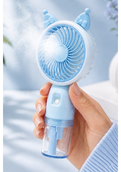 Buhar Üflemeli 3 Modlu Şarjlı El Fanı Seyahat Masaüstü Vantilatör Taşınabilir Mini Fan Mavi F830