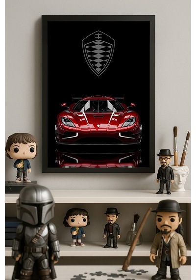 Koenigsegg Agera Rs Siyah Ahşap Çerçeveli Poster, Dekoratif Araba Duvar Tablosu