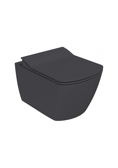 Creavit Elegant Rim-off Duroplast Yavaş Kapanan Klozet Kapaklı Mat Antrasit Set